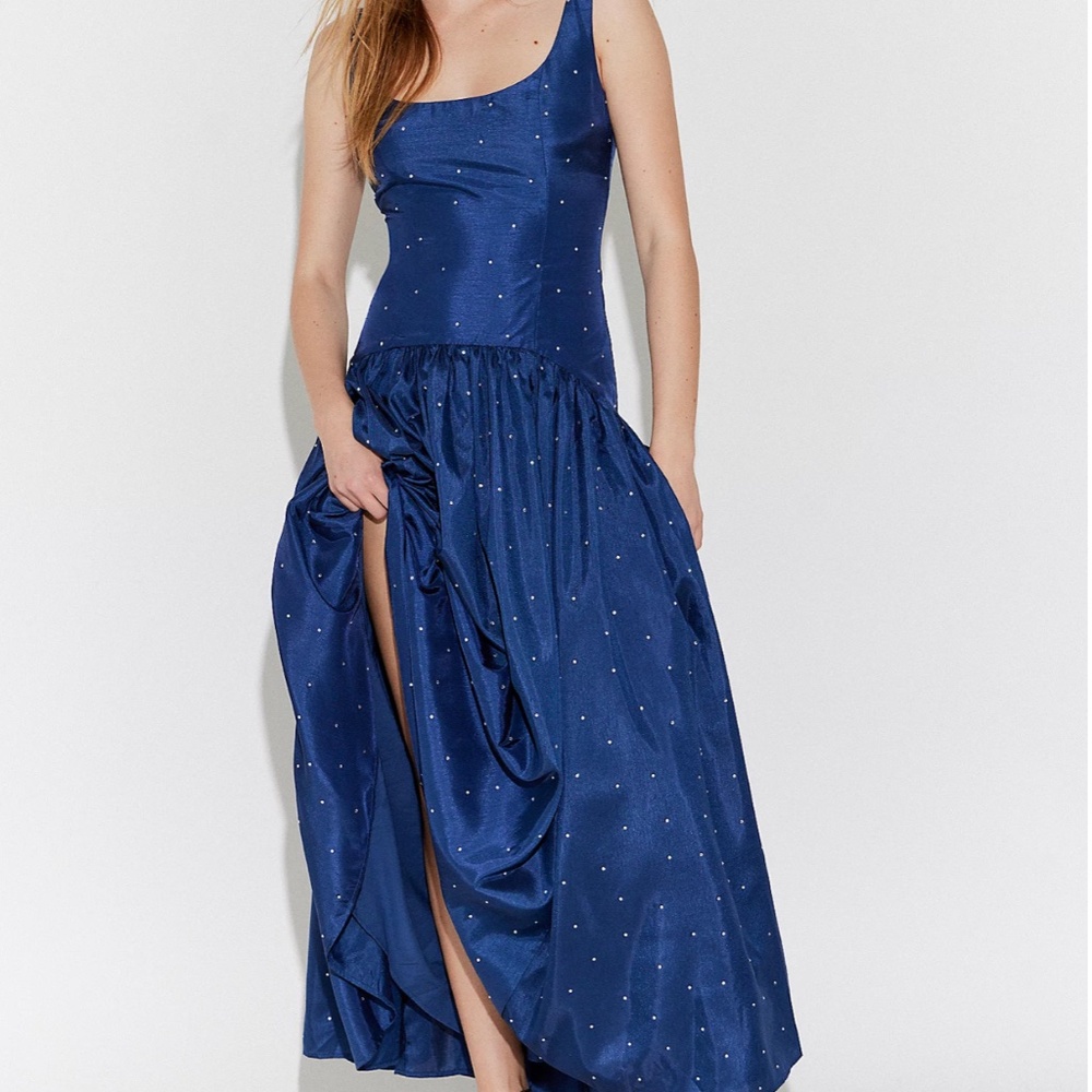 Hutch Navy Blue Maxi Dress with Subtle Sparkle